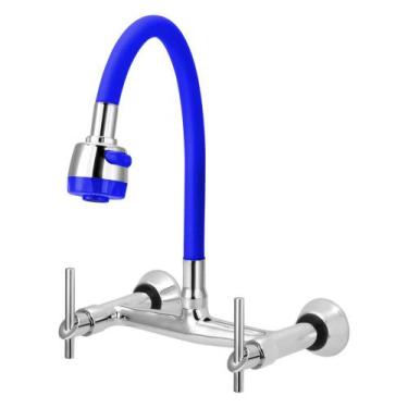 Imagem de Misturador de Cozinha Flexível Azul Para Parede 1/4 de Volta - Furkin,
