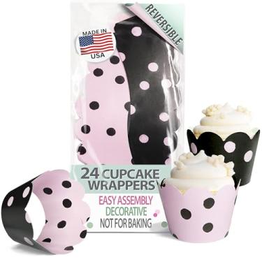 Imagem de Embalagens de cupcake - casamento, noiva e chá de bebê, festa de aniversário, suprimentos de revelação de gênero, envoltórios de sobremesa reversíveis - She Said Yes, Holiday, Princess Ballet, KPop