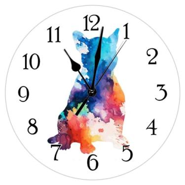 Imagem de LILINWAN Relógios Aquarela Dog Doberman Art Clock Doberman Colorful Dog Silhouette Relógios para parede, sem tique-taque, operado por bateria, relógio redondo, dono de animal de estimação, relógios de