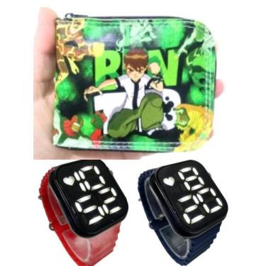 Imagem de Carteira infantil masculino Ben10 relógio digital smart a prova d agua
