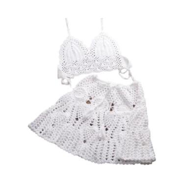 Imagem de Conjunto de Biquíni Feminino de Crochê - Duas Peças com Saída de Praia