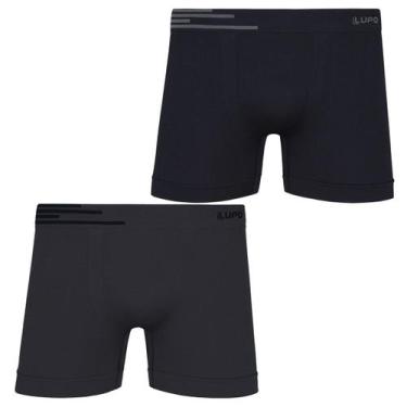 Imagem de Kit 2 Cuecas Box Boxer Lupo Sem Costura Basic Microfibra Nf, Preta com