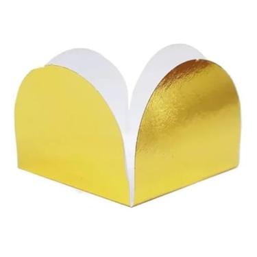 Imagem de Forminhas 4 Pétalas Para Doces Finos Brigadeiros Festas Aniversários Casamentos Chá de Bebê - Dourado (200 Unidades).