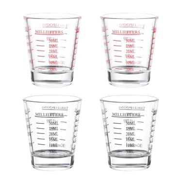 Imagem de Copos de shot copo medidor expresso shot vidro líquido vidro pesado copo de vinho 2 pacotes 26 medida incremental 1oz, 6 Tsp, 2 Tbs, 30 ml por BCnmviku, 2 pack-Black + 2 pack-Red