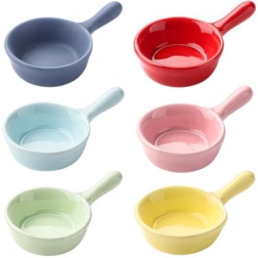 Imagem de Tigelas de cerâmica com 6 peças, mini prato de molho de soja, tigelas de servir pequenas para acompanhamentos, pratos de aperitivo