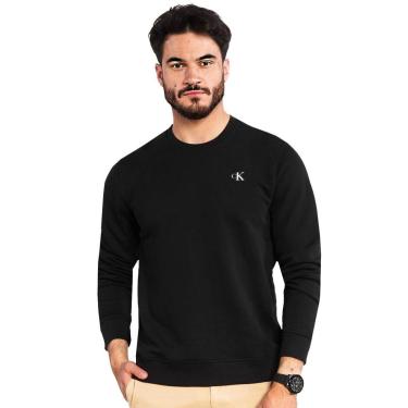 Imagem de Moletom Calvin Klein Jeans Masculino Crewneck CK Logo Outdoor Preto-Masculino