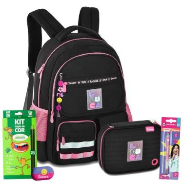 Imagem de Kit Mochila Estojo Luluca Juvenil Colorida Oficial Coleção - Rebecca B