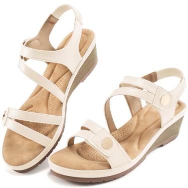 Imagem de Ablanczoom Sandálias femininas estilosas: sandália confortável elástica com tira no tornozelo verão casual caminhada plataforma baixa, Damasco, 37