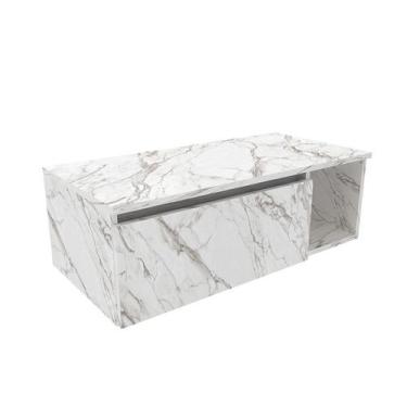 Imagem de Armário Para Banheiro 80x26,5x38,7 cm Mármore Branco - Tecnomobili