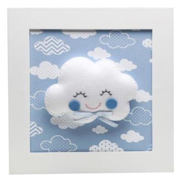Imagem de Quadro Decorativo Nuvem Com Carinha Azul Bebê Infantil - Potinho de me