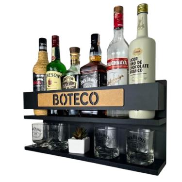 Imagem de Bar de Parede MDF Preto ou Amadeirado Barzinho para sala Bar suspenso compacto (Boteco - Preto)