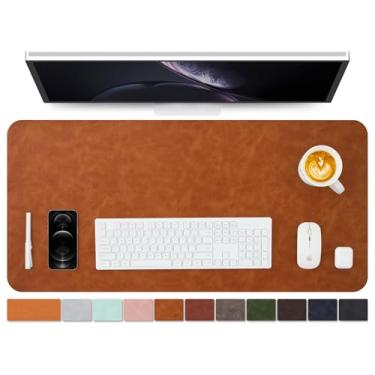 Imagem de Tapete de mesa de couro envelhecido - Almofada de mesa de poliuretano antiderrapante para escritório e casa - Organização de mesa e acessórios - Ideal para mouse pad grande e tapetes de mesa em cima