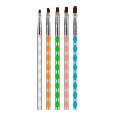 Imagem de Kit 5 Unidades Pincel Unhas Gel Uv  Acrigel Preto Oferta - Mr Vendas