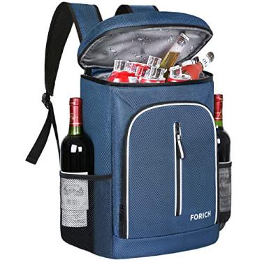 Imagem de FORICH Mochila térmica à prova d'água com isolamento macio, à prova de vazamento, refrigerador portátil para trabalho, almoço, viagem, praia, acampamento, caminhada, piquenique, pesca, cerveja, azul