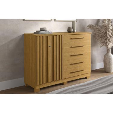 Imagem de Cômoda de Quarto Bella c/ 2 Portas e 5 Gavetas Cinamomo - ACP