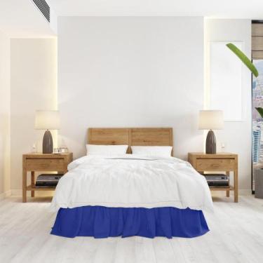 Imagem de Saia Para Cama Box Ajustável para King 1 Peça Avulso Decoração AZUL - 