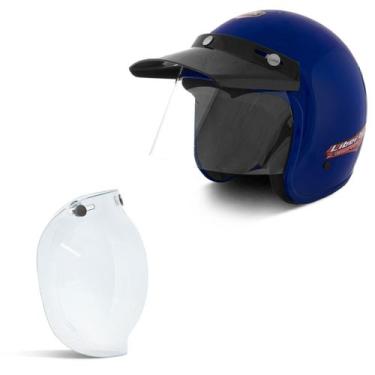 Imagem de Capacete Compact + Viseira Bubble Azul Tam 58 - PRO TORK, AZUL, 58