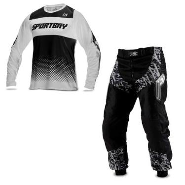 Imagem de Conjunto Roupa Motocross Trilha Calça Insane In Black E Camisa Sportba