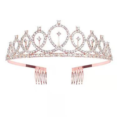 Imagem de Tiara de casamento de strass de cristal com pente para noivas, princesas, rainhas, coroação, festa de aniversário, coroa de prata para meninas e mulheres, festa de carnaval, celebração de férias para