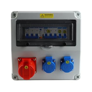 Imagem de Caixa elétrica à prova d'água com soquete industrial com disjuntor C16 2 núcleo 220 250V 16A 5 núcleo 380 415V 16A para o material industrial de uso ao ar livre