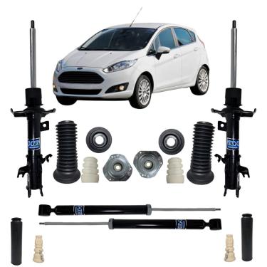 Imagem de Nakata Kit com 04 Amortecedores Ford Fiesta 2014 + Kit Batente Axios Alta Durabilidade