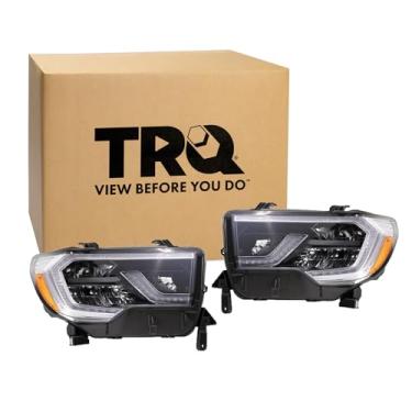 Imagem de TRQ Conjunto de conjunto de 2 peças de farol do lado do motorista e do passageiro compatível com Toyota Sequoia 2018-2022 Limited SR5 TRD Sport Sequoia TRD Pro 2020-2022 TO2502267 TO2503267 811100C200