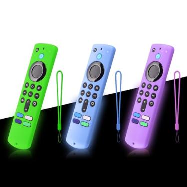 Imagem de 3-Pack Remote Cover for Lenovo FireTV Stick, HD, 3rd Gen., 4k Remote Controller, Glowing Green + Glow Blue + Glow Purple