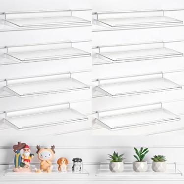 Imagem de Briwooody Pacote com 8 prateleiras de slatwall 36,8 x 15 cm de plástico transparente para montagem na parede, acessórios para pendurar na parede, para exibição de varejo, garagem, casa, loja de