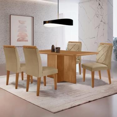 Imagem de Mesa de Jantar Olímpia 120cm MDF Canto copo e com 4 Cadeiras Melissa