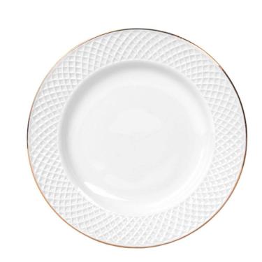 Imagem de Prato Raso 6un 27cm Porcelana Joaquina Filete Dourado