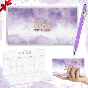 Imagem de Gueevin Calendário de bolso 2025 para bolsa com caneta, planejador de bolso pequeno, planejador semanal, diário, caderno de anotações para presente de Natal, ano novo, mãe, irmã amigas, mulheres