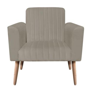 Imagem de Poltrona Viena Gomada Suede Pés Palito Natural D'rossi Cor Marrom Rato