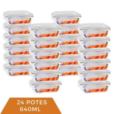 Imagem de Pote Vidro 640ml Marmita Tampa Hermética 4 Travas 24 Unidade - Casa Li