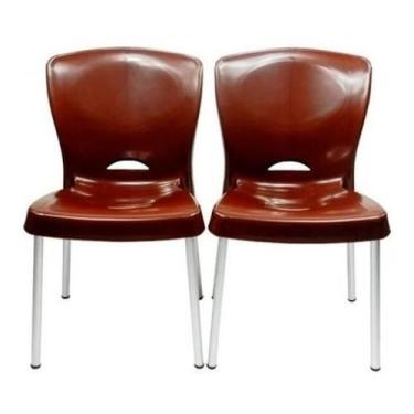 Imagem de 2 Cadeiras De Plástico Com Pés De Alumínio Forte 140 Kg - JSN