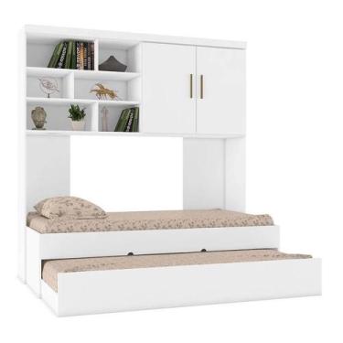 Imagem de Quarto Infantil Chiara Guarda Roupa Aéreo 2 Portas e Cama com Auxiliar