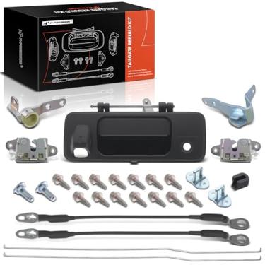 Imagem de A-Premium Kit de reconstrução de porta traseira de 28 peças compatível com Toyota Tacoma 2016-2023, bucha de manípulo de porta traseira, haste de trava, cabo de para-choque, parafusos de dobradiça