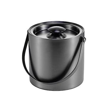 Imagem de Balde de gelo para festas, balde de gelo com tampa, balde de gelo de aço inoxidável isolado de parede dupla para bar de coquetel e festas, acessórios de bar doméstico, cinza escuro, recipiente de gelo