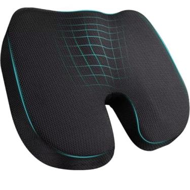 Imagem de Almofada Ortopédica para Cadeira de Escritório e Carro | Assento em Espuma Viscoelástica para Alívio da Dor no Cóccix, Ciática e Lombar | Design Ergonômico em U com Capa de Veludo Antiderrapante