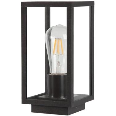 Imagem de Candeeiro de coluna retro ao ar livre impermeável Ip54 luz de poste exterior candeeiro de pilar antigo de vidro de alumínio pátio de jardim alpendre caminho de garagem acessório de iluminação