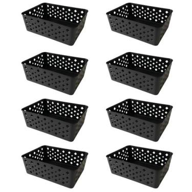 Imagem de Kit 8 Cestos Multiuso Organizador Empilhável Gaveta 19x14x6 - Trioplas