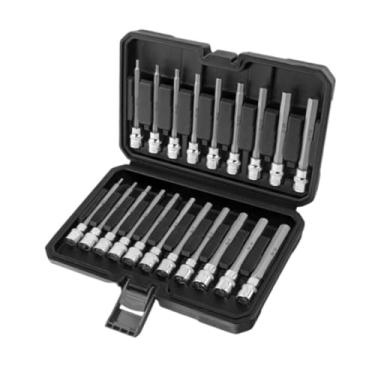 Imagem de JicSuXi 20 peças Setado de bit hexágono extra longo Conjunto de acessórios SAE e métricas Premium com adaptador de caixa 3/8 "Drive for Mechanics