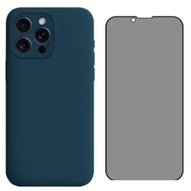 Imagem de Capa Capinha Para iPhone 14 Pro Azul + Película Privacidade