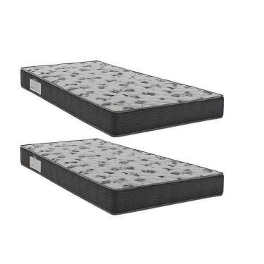 Imagem de Kit 2 Colchões Solteiro Ortobom D33 Iso 100 88x188x18 Grafite/branco Grafite/Branco