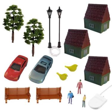 Imagem de Miniaturas Vilarejo Encantado: Casas, Postes e Pessoas  Maquete Urbana