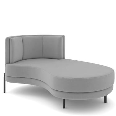 Imagem de Sofá Chaise Longue Sala de Estar Living Lucca Direito D02 Veludo Cinza C-317 - Lyam Decor