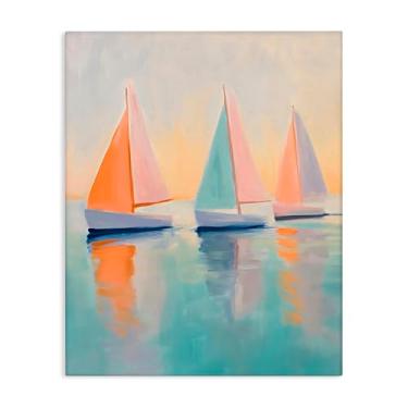 Imagem de Stupell Industries Arte de parede em tela trio de veleiro pastel, design por LSR Design Studio, 76 x 61 cm