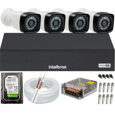 Imagem de Kit 4 Câmeras Segurança 1080p Full Hd Dvr Intelbras 4ch Mhdx 1104c