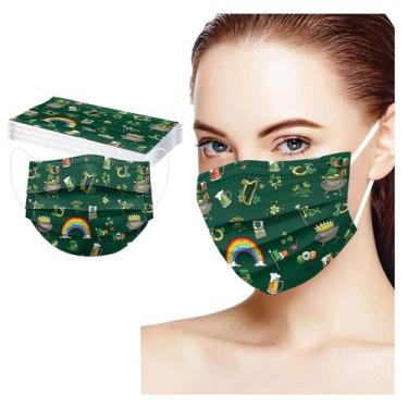 Imagem de Máscara facial descartável para adultos do Dia de São Patrício 10 unid