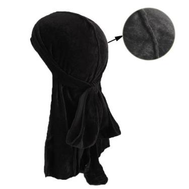 Imagem de Chapéu feminino de cauda longa pirata hijab muçulmano veludo turbante 