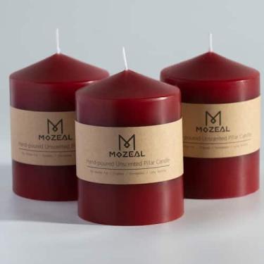 Imagem de Candle MOZEAL 7,5 x 10 cm, sem perfume, sem gotejamento, conjunto de 3